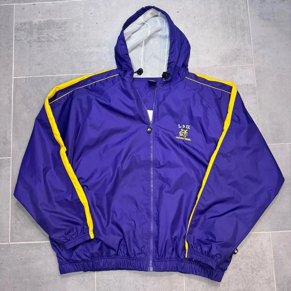 LSU Starter Windbreaker Hooded Jacket - Large - Embroidered Logo